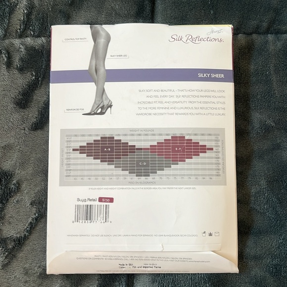 Hanes Silk Reflections control top reinforced toe size CD, color Natural - Picture 2 of 7